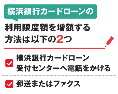 横浜銀行カードローン増額方法2つ